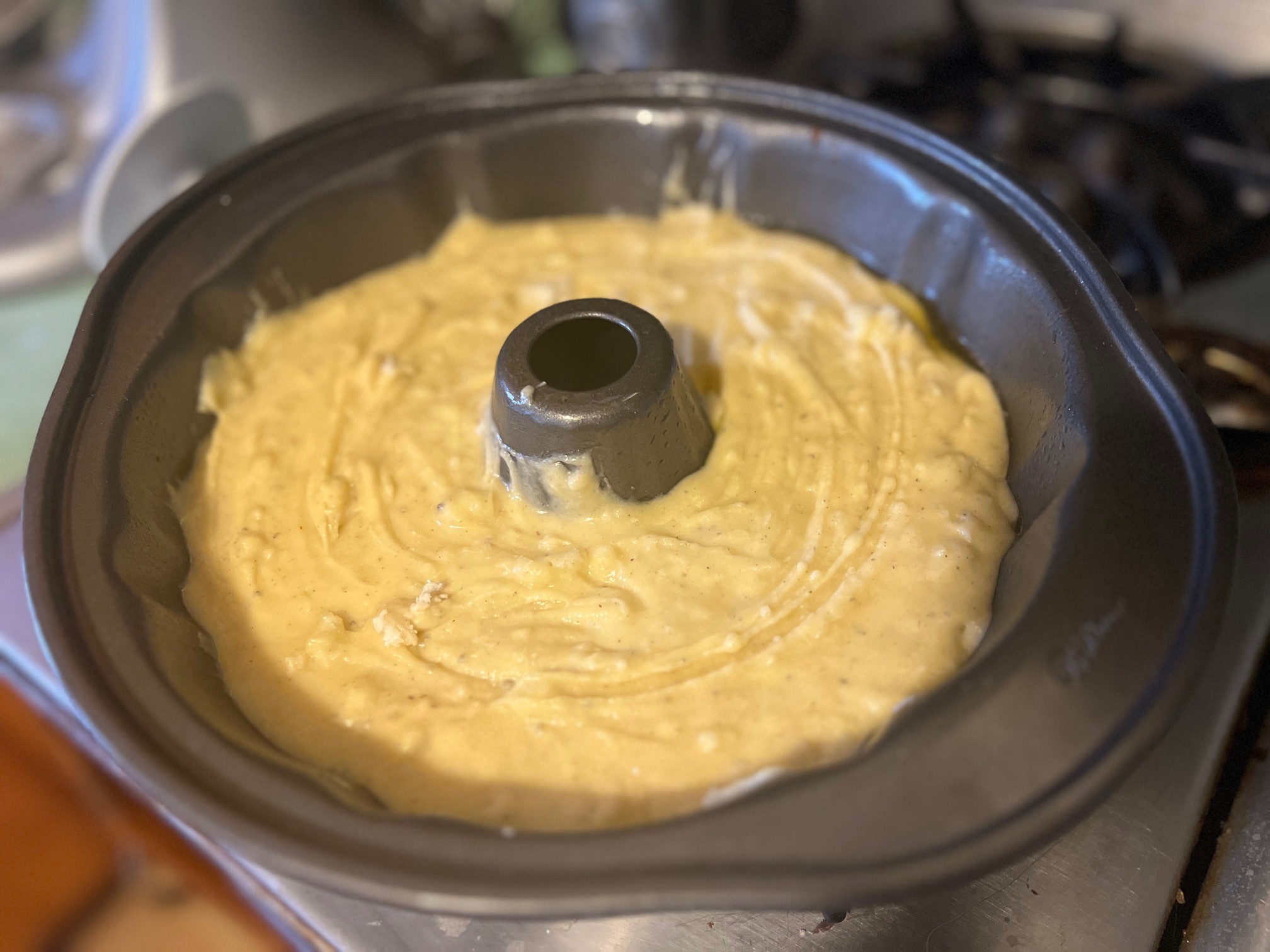 Bundt pan with batter