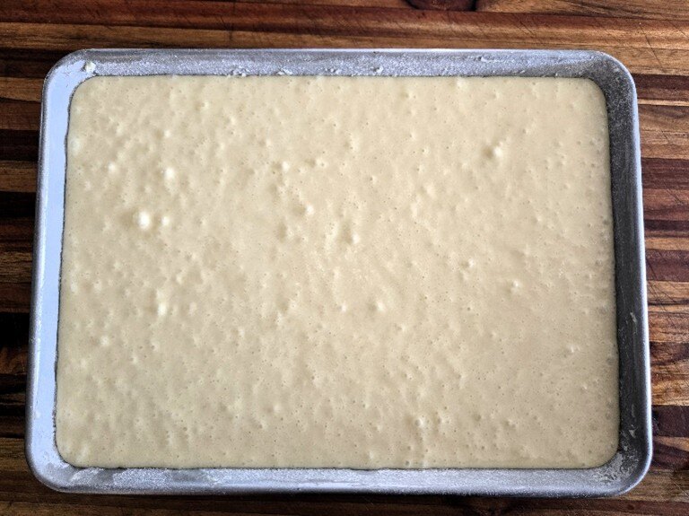 Batter in cake pan