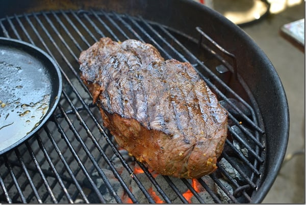 beef roast on grill
