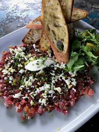 Beet cured salmon gravlax