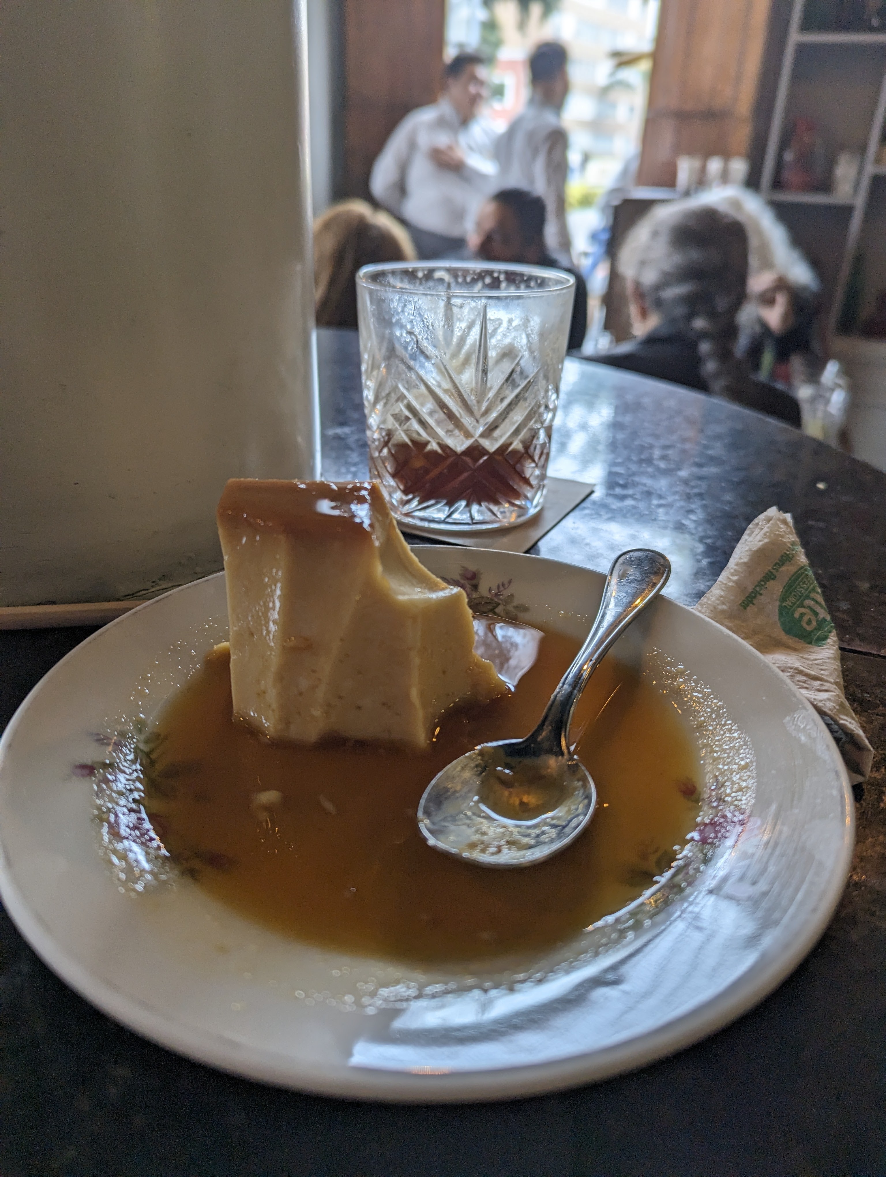 Bites taken out of flan