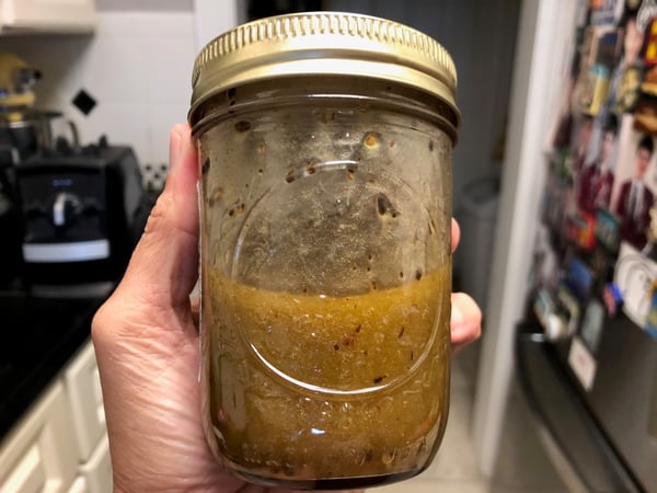 black garlic vinaigrette jar