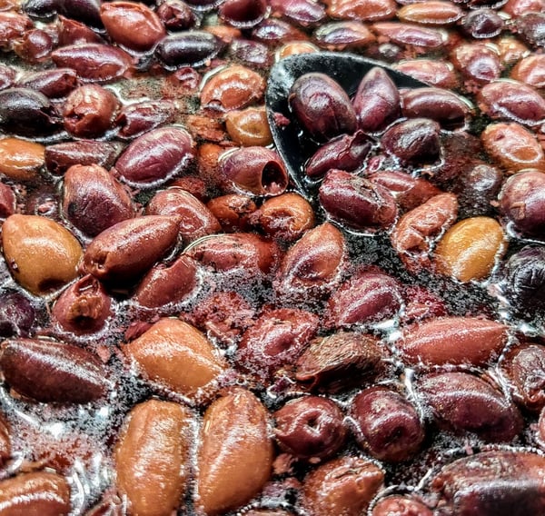 black olives in liquid