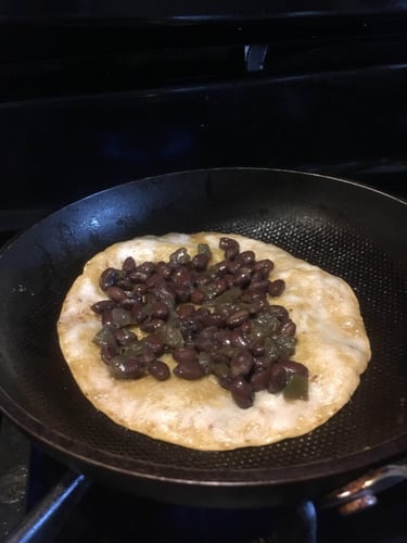 Black Beans on Tortilla