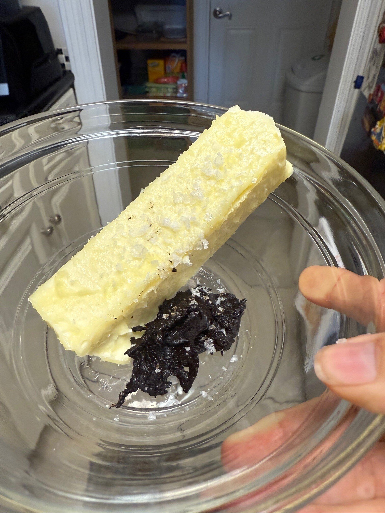 Butter salt and black garlic