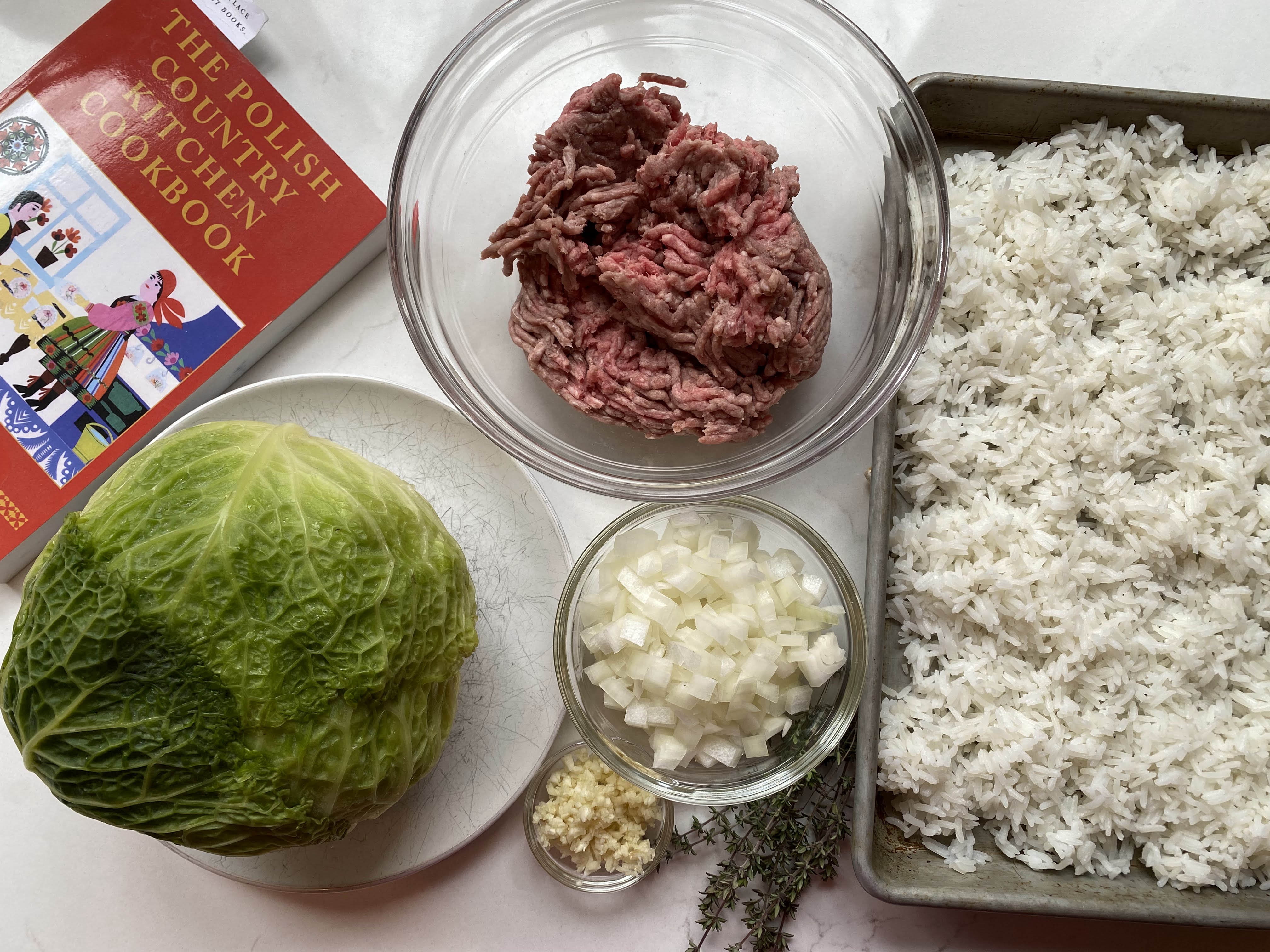 Cabbage rolls mise en place