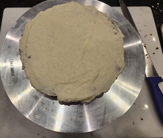 Cake covered in frosting