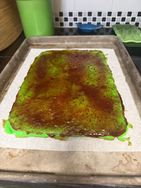 Cake spread with jam