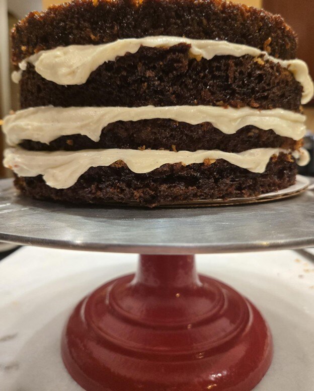 Cake with layers of frosting