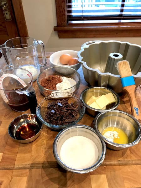 cake ingredients and tools