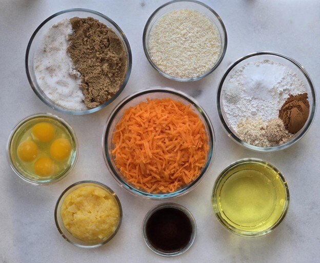 Carrot cake mise en place