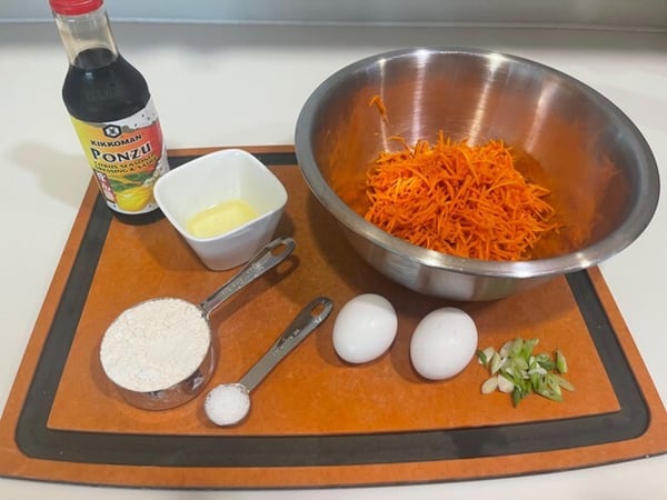Carrot patty mise en place