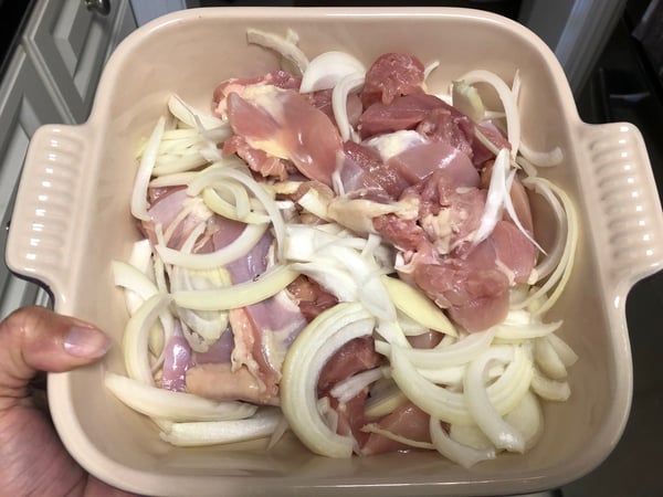chicken and onions