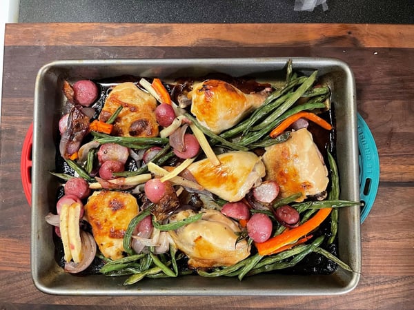 chicken and vegetables in sheet pan
