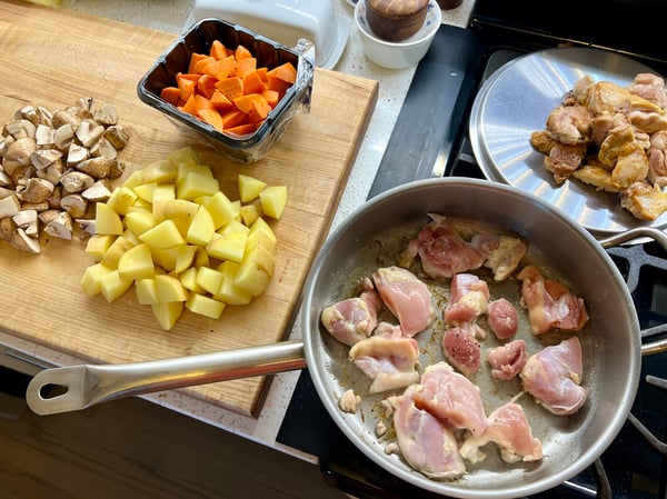 Chicken stew mise en place