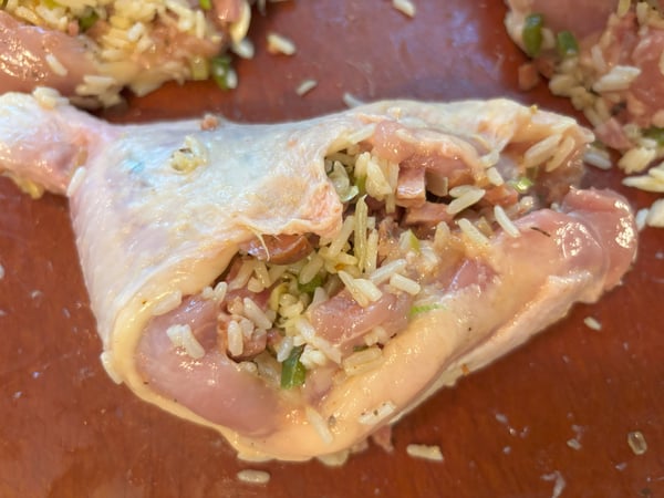 Chicken leg stuffed and sealed