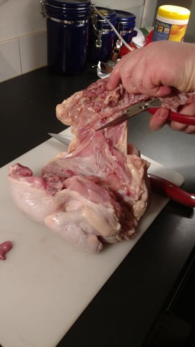 Chicken Backbone Removed with Shears