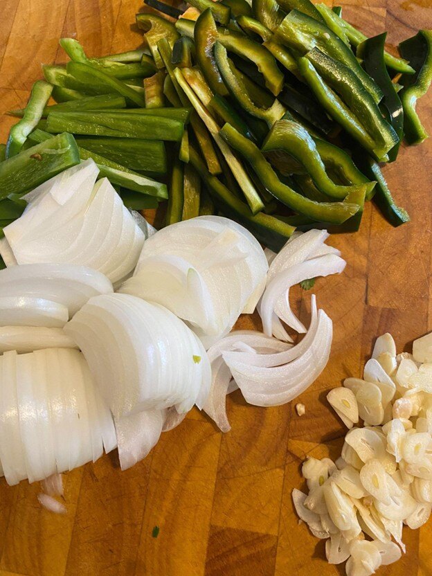 Chopped Peppers and Onions