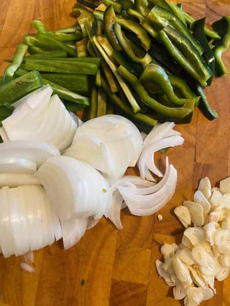 Chopped Peppers and Onions