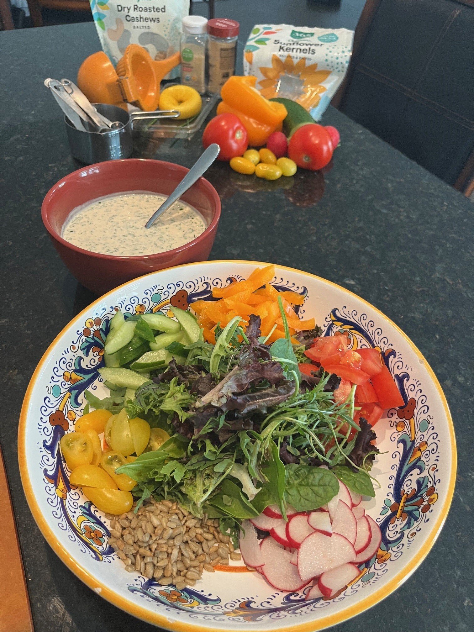 Chopped salad before mixing