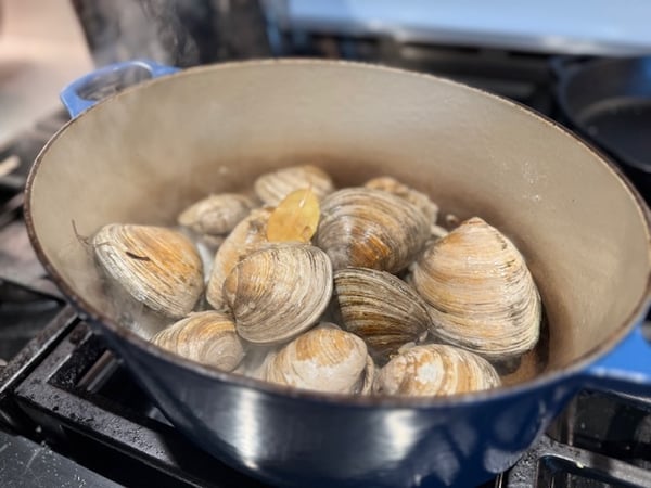 Clams in pan