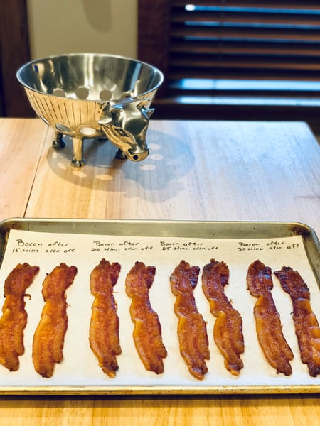 cooked bacon at its different times stages