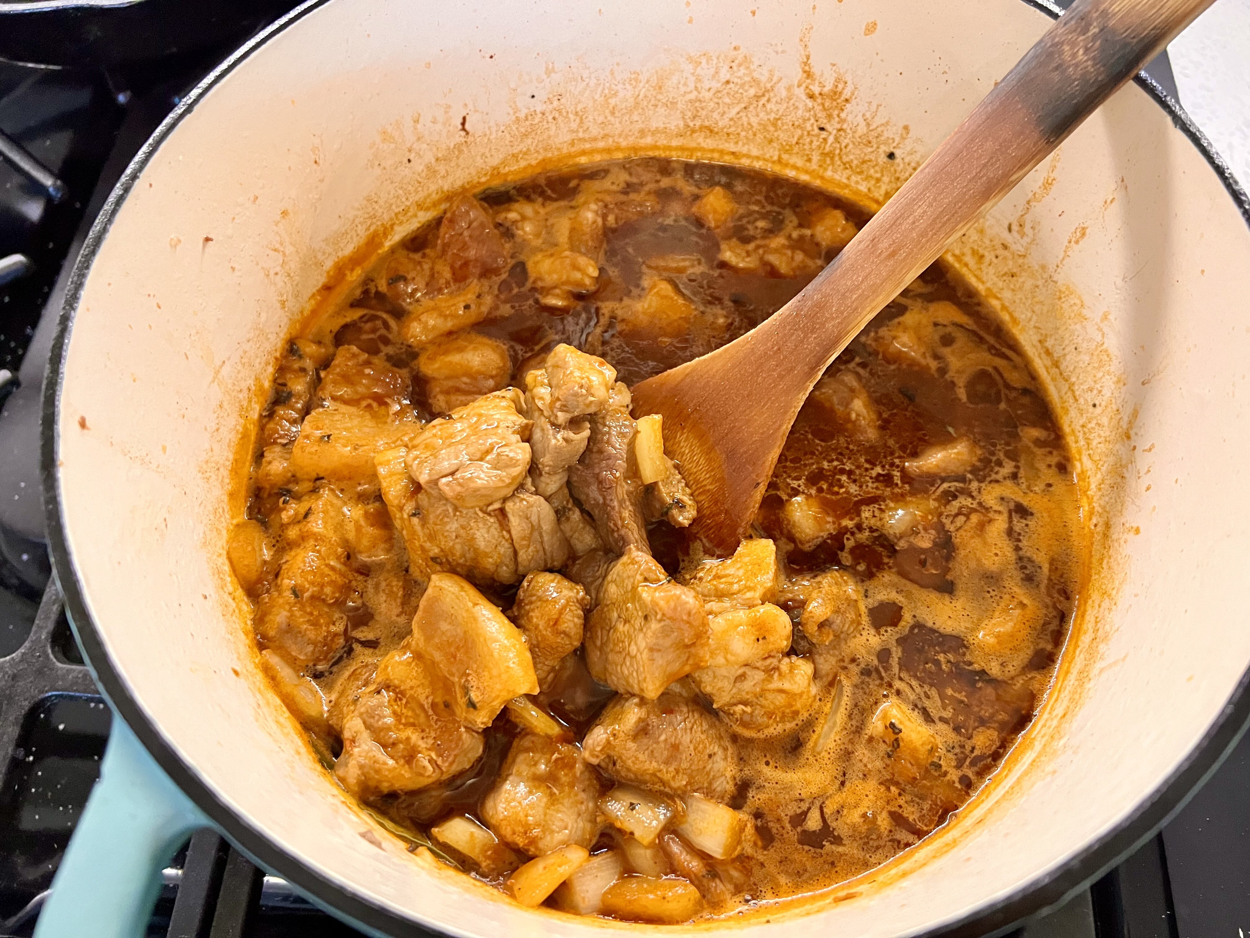 Cooking pork in liquid