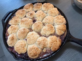 Pear and blueberry cobbler