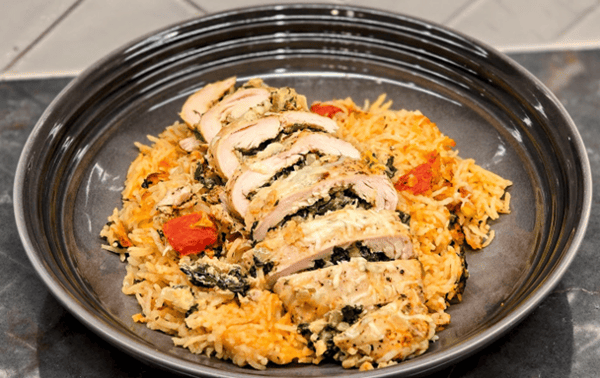 Cottage cheese stuffed chicken breasts