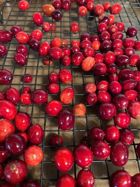 cranberries on rack