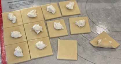 Cream cheese on dough