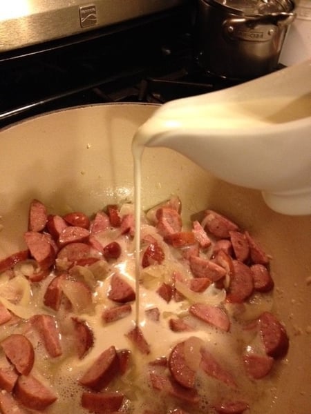 Cream with Sausage and Onions