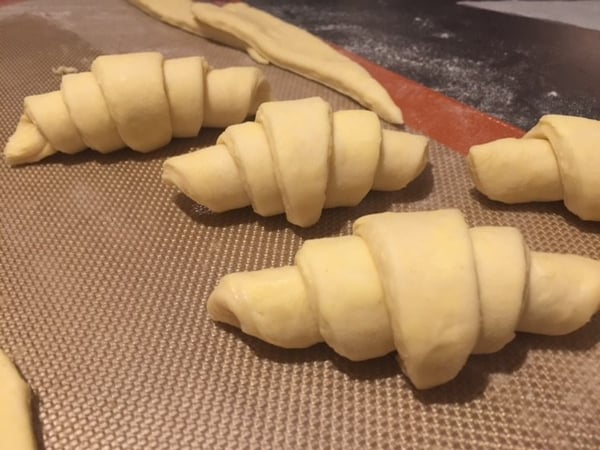 croissant dough shaped