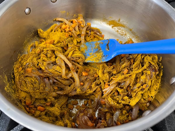 curry ingredients in pot