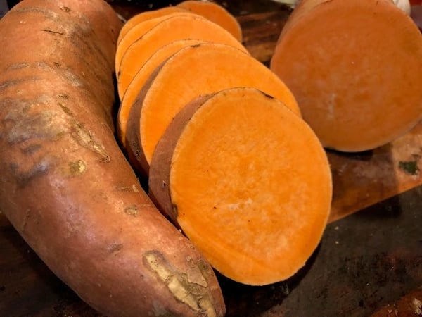 cut sweet potatoes