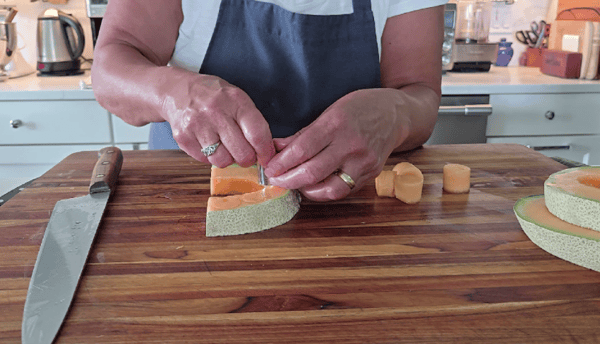 Cutting cantaloupe