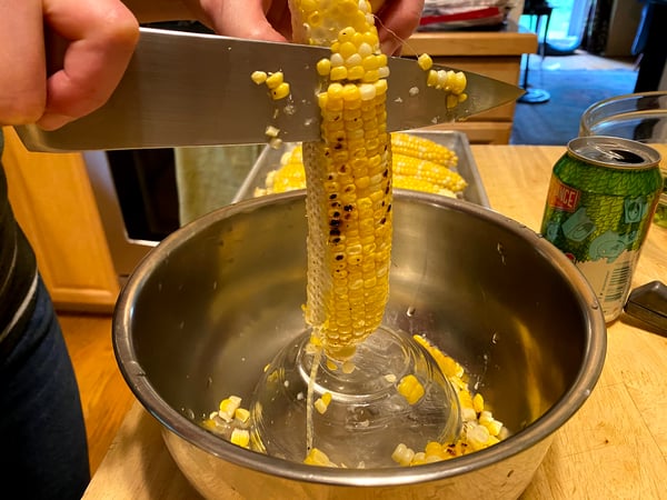 cutting corn off cob