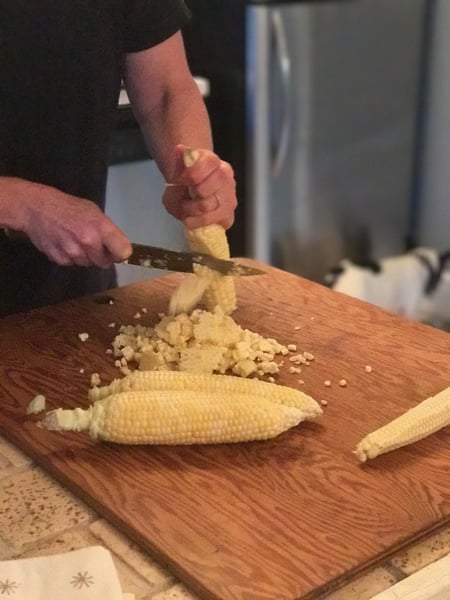 cutting corn off cob