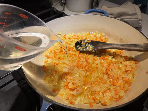 Deglaze with white wine
