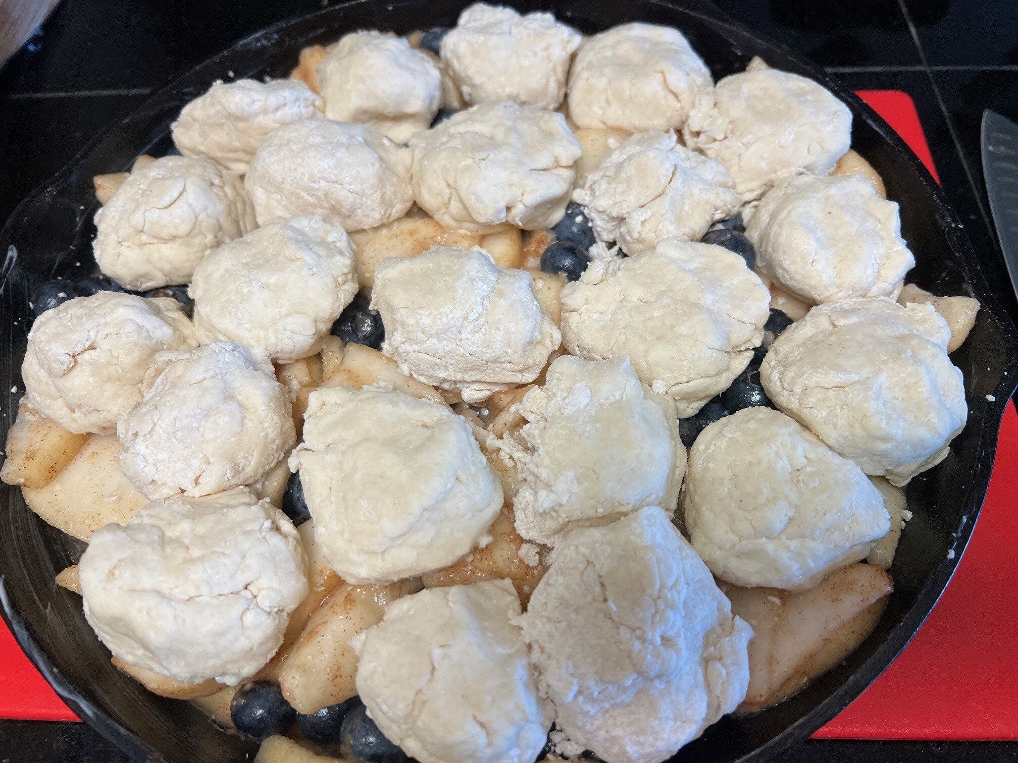 Dollops of cobbler topping