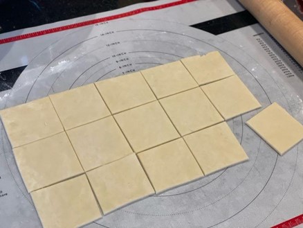 Dough cut into squares