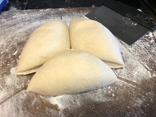 dough portioned thirds