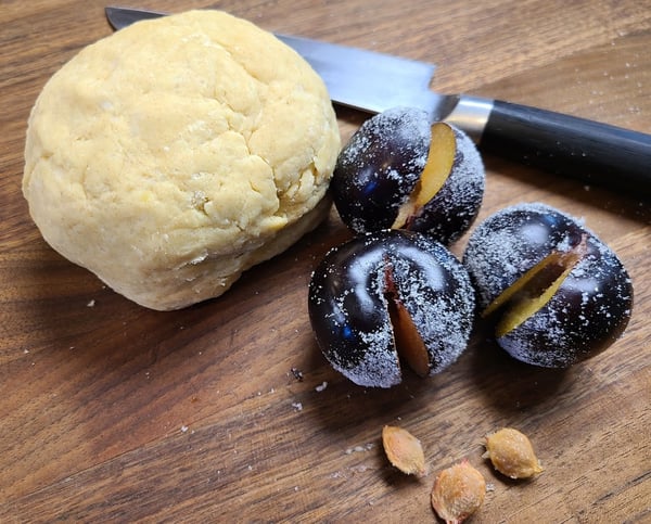 dough with plums