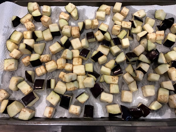 Draining eggplant