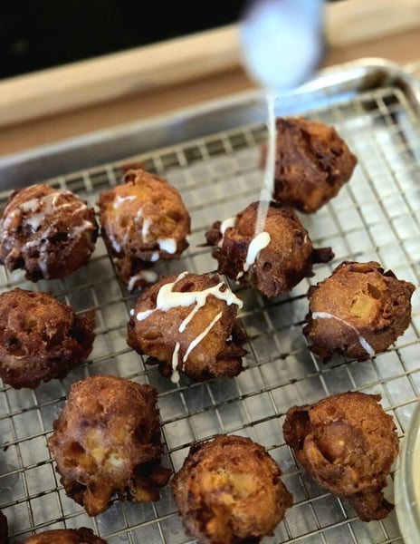 Drizzling apple fritters