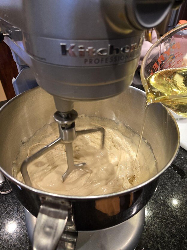 Adding oil to batter