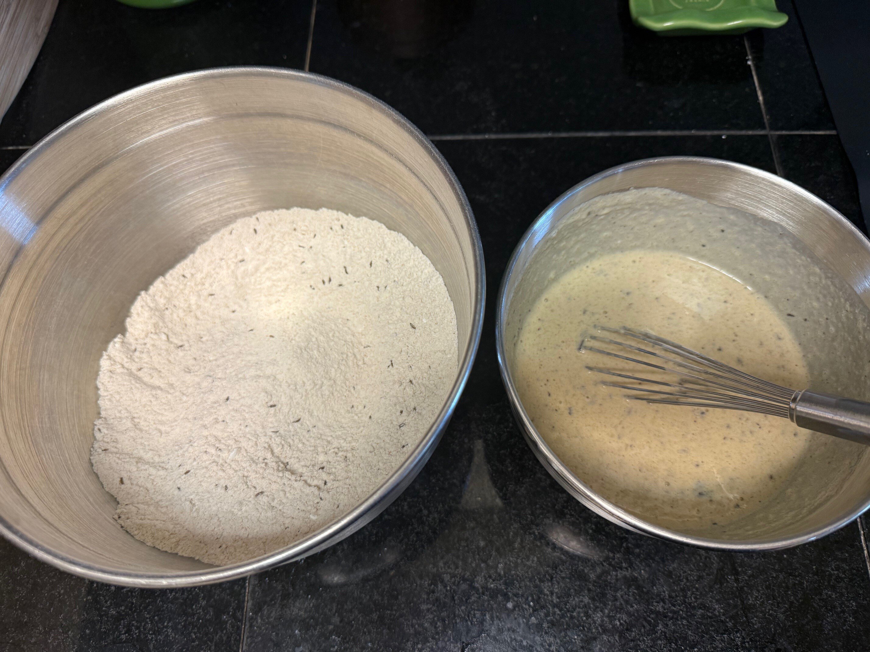 Dry and wet ingredients mixed