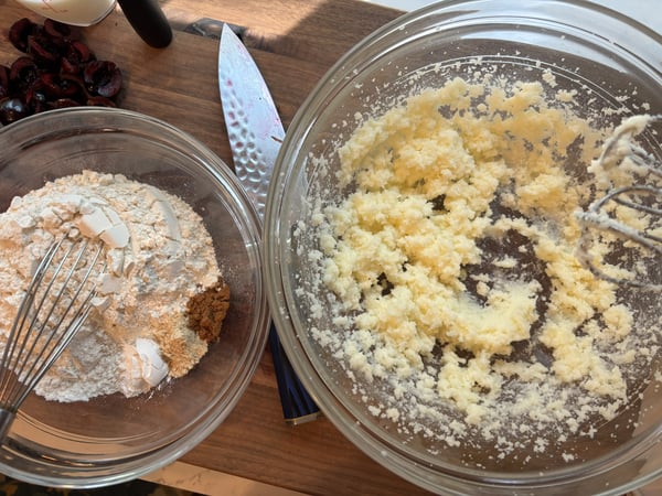 Dry ingredients and butter mixture