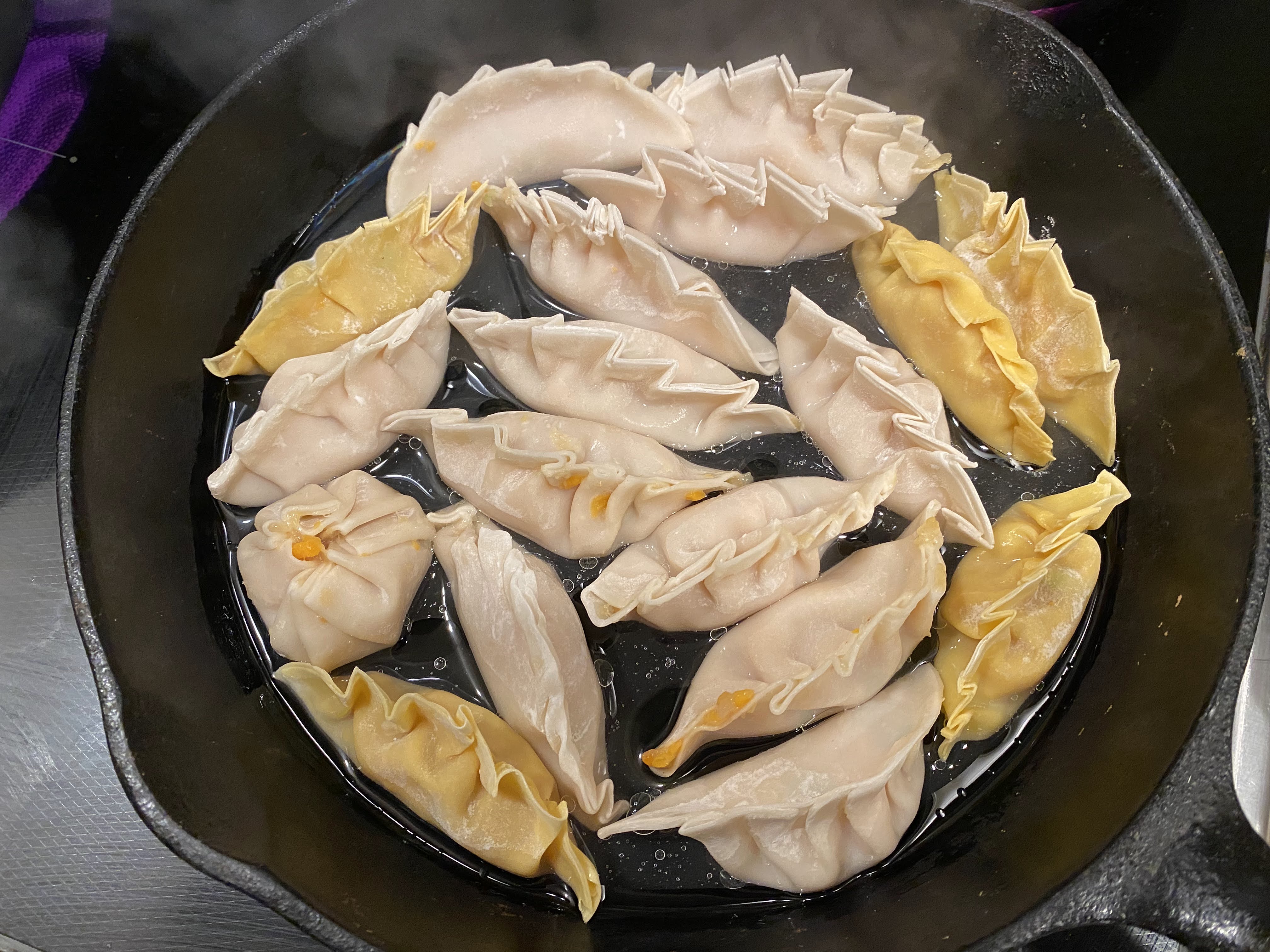 Dumplings on stovetop