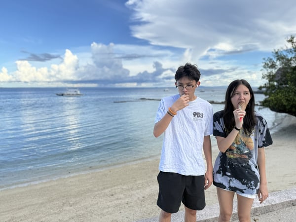 Eating on Philippine beach